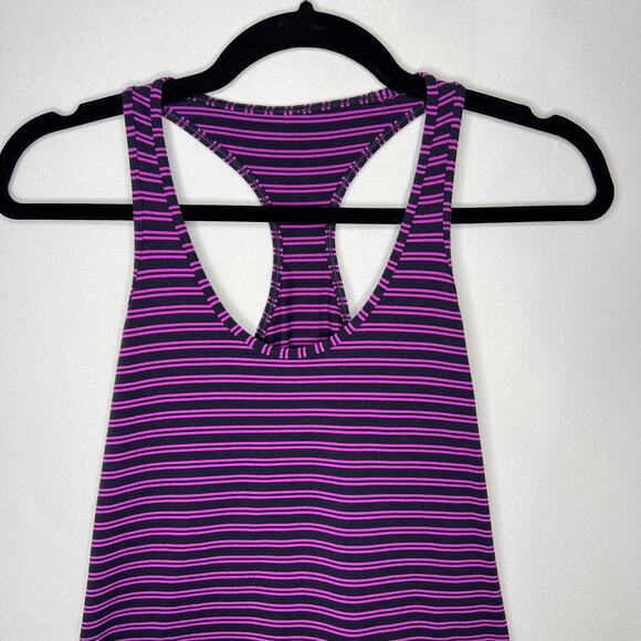 Lululemon Purple Navy Striped Swiftly Tech Racerback Tank Top Womens Size 4 - Picture 3 of 8